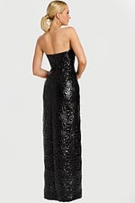 back view of the glossy embossed floral texture dress 46579