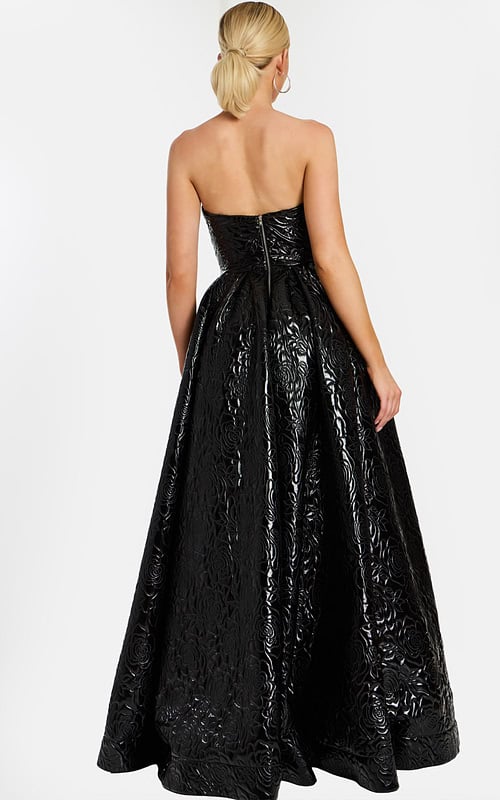 back videw of black leather ball gown 46580