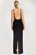 black backless dress with back slit 46589