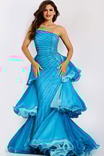 strapless ruched bodice blue dress 46614