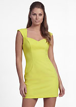 Lime green structured bodycon mini dress