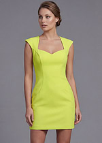 Bright yellow fitted short dress with elegant minimalist design