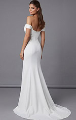 off the shoulder jersey white dress 46623