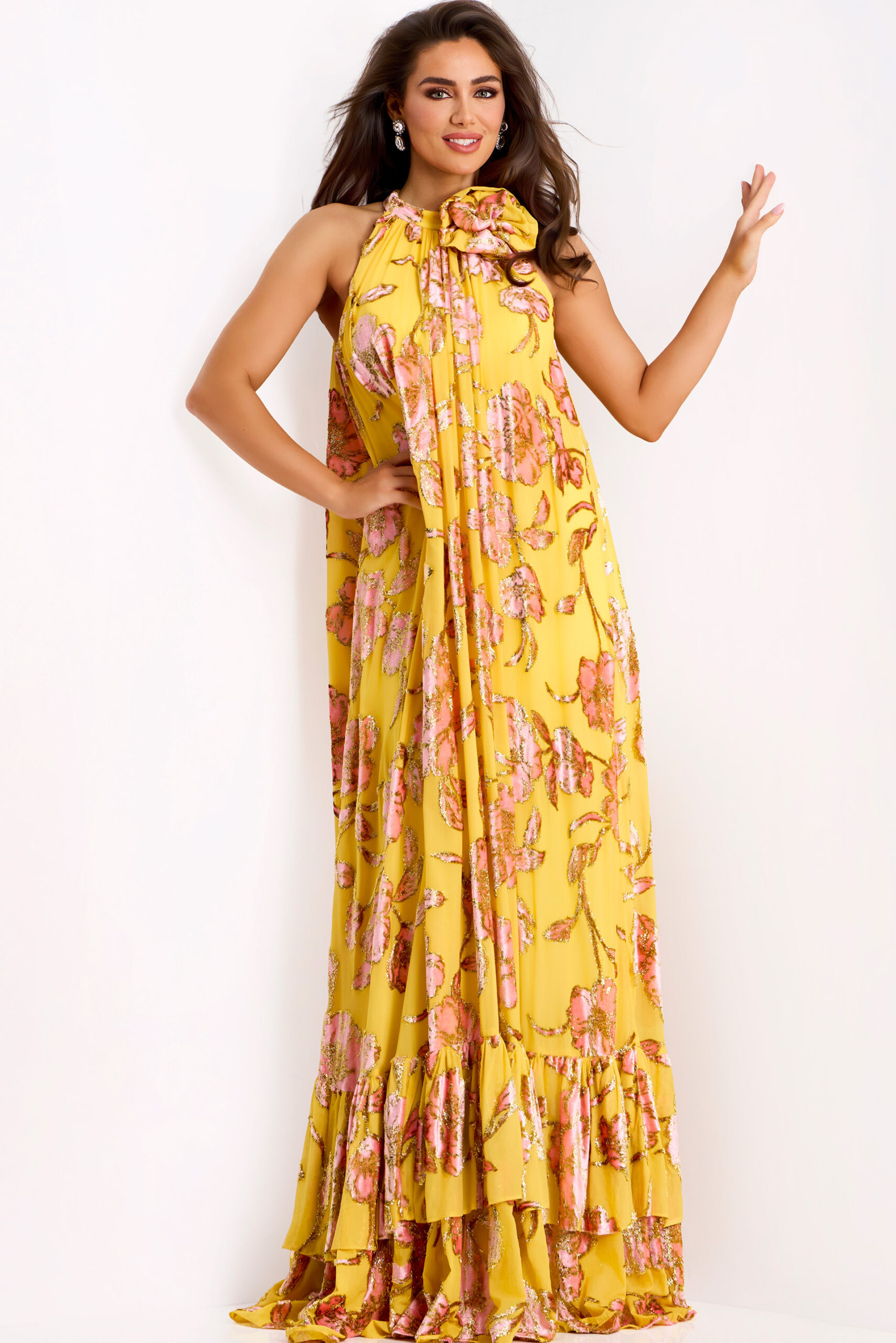 JOVANI ジョヴァニ 黄色!フローラルレースロングドレス イエロー Yellow Evening Dresses Brighten Your Night