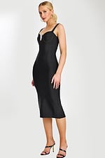 side view of black knee length dress 46641