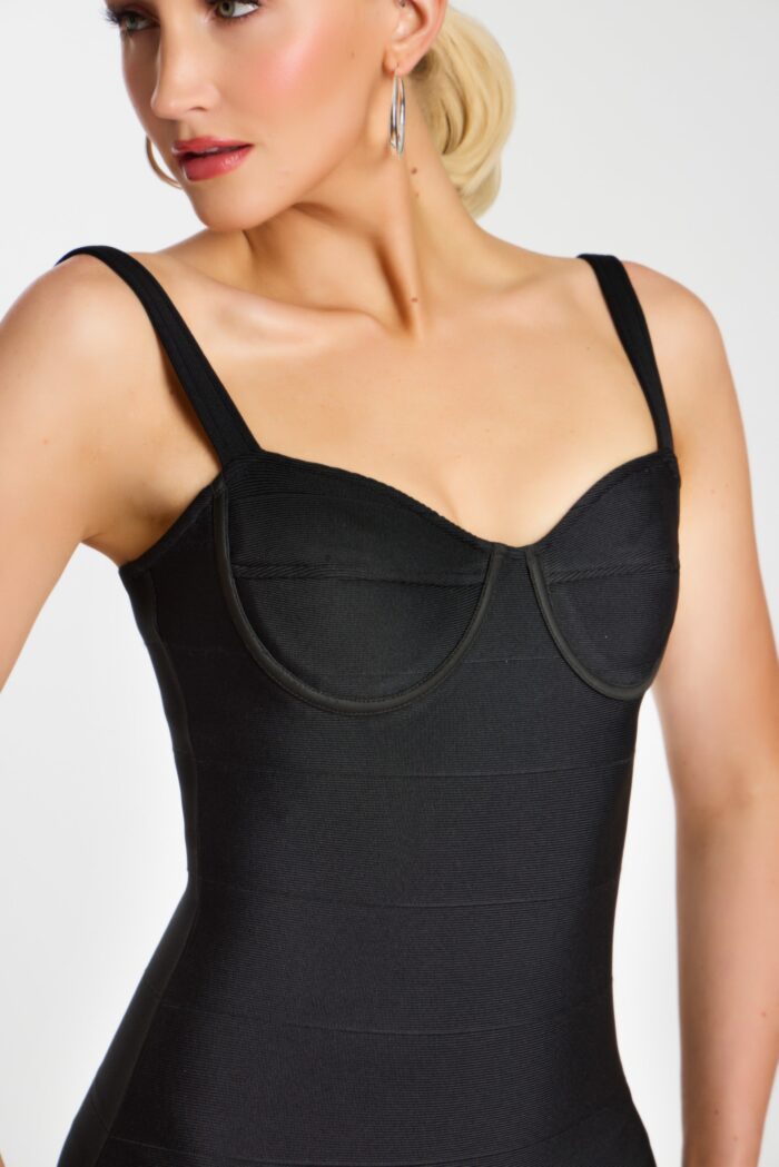 corset bodice fitted black dress 46641