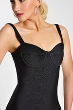 corset bodice fitted black dress 46641