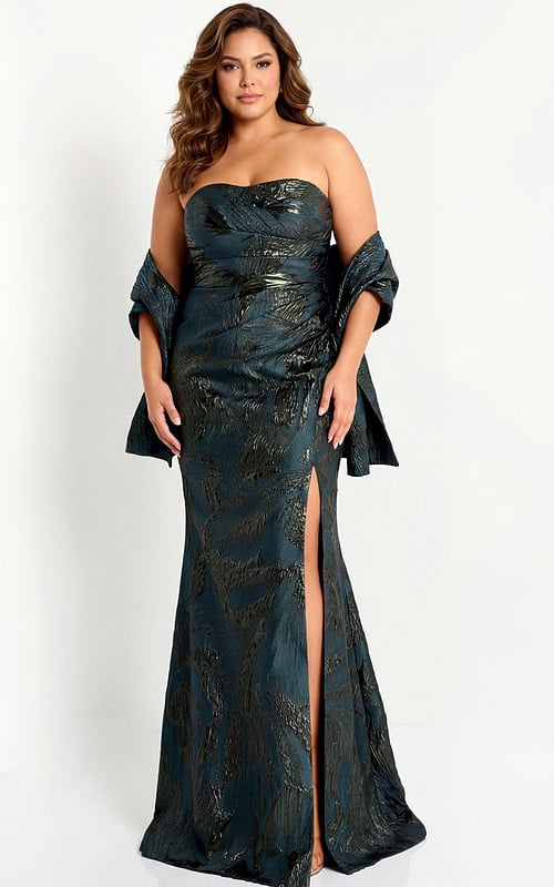sachin and babi light blue dress Column Evening Gown with Off The Shoulder Cutouts main image 1