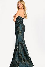 green mermaid dress with high side slit 46672