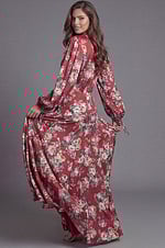 Elegant floral maxi dress with long sleeves and flowing skirt