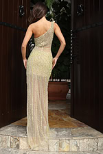 one shoulder embellished sheer dress 46706