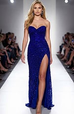 royal blue high slit embellished dress 46714