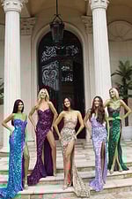 Glamorous fitted gown with sparkling sequin details