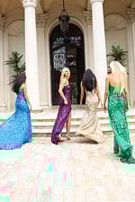 Elegant strapless formal gown with side slit