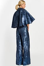side view of two piece blue jumpsuit 46782