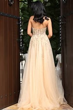 Nude Gold Strapless Beaded Tulle Gown 46879 - Image 2