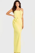 strapless yellow floral dress 46884