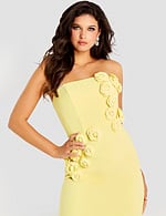strapless yellow floral dress 46884