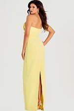 strapless fitted yellow dress with back slit 46884