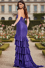 purple layered dress with lace up back 46909