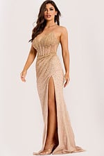 Beaded Mesh dress with Lined Skirt 46978