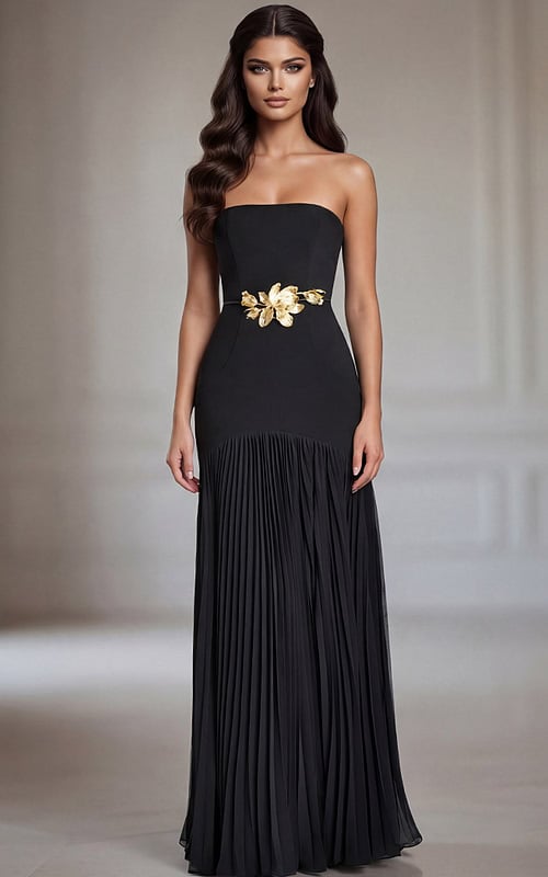 black pleated prom dress 47000