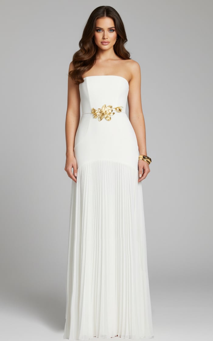 white srapless pleated dress 47000