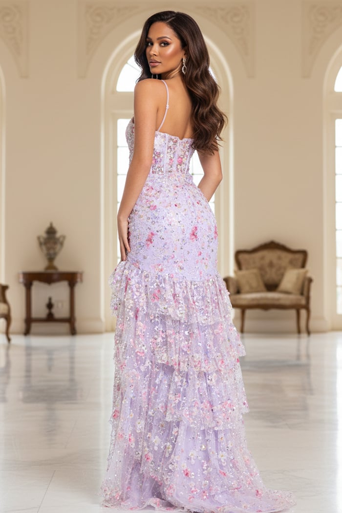 layered tiered dress Long A-Line Tulle Gown MODEL IS WEARING S SIZE ‧Oli Hopeful Tiered Layered Maxi Dress