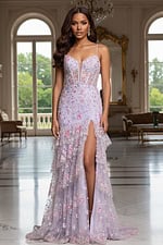 corset bodice high slit dress 47101