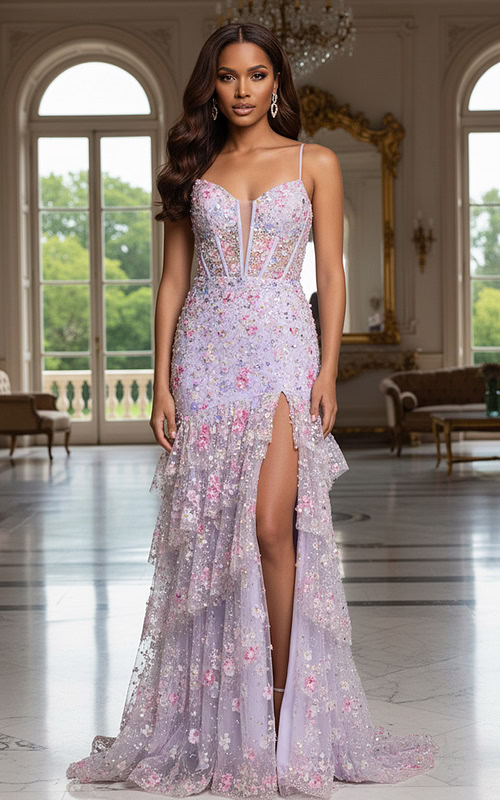 open lace back dress Lilac midi satin slip dress 'Majestic' main image 0