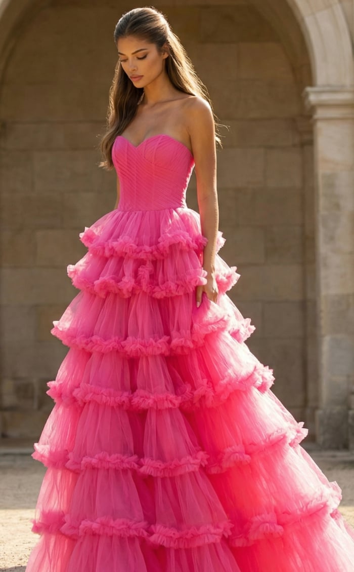corset bodice teired skirt tulle ball gown 47139