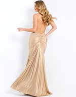 Off Shoulder Metallic Gown with Beaded Bust 47153 - Image 3
