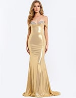 gold off the shoulder mermaid dress 47062