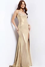 high slit metallic dress 47153