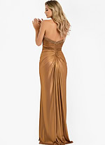 bronze strapless metallic dress 47168