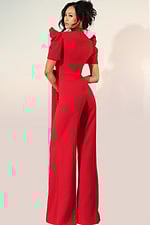 Tailored jumpsuit featuring short sleeves and dramatic side tie