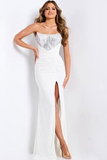 white high slit dress 47273