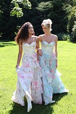 floral tiered ball gown with corset bodice