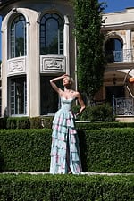 floral tiered ball gown with corset bodice