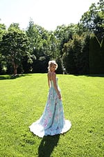 floral tiered ball gown with corset bodice