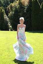 floral tiered ball gown with corset bodice