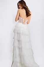Glamorous tiered evening dress with sequin corset