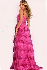 Layered tulle prom gown with sparkling sequins and fitted bodice