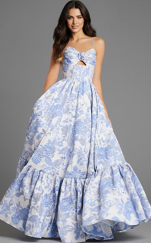 cut out blue floral dress 47328