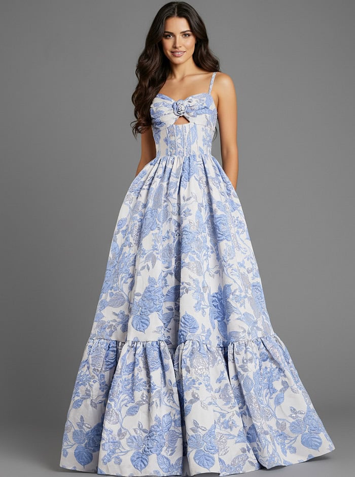 empire waist blue floral dress 47328