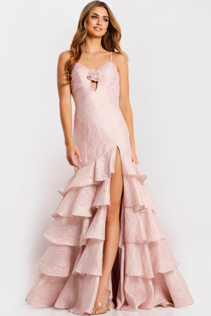 pink sleeveless dress with layered skirt 47329