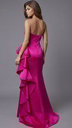 Structured Column Gown With Dramatic Ruffle
