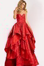 Strapless tiered ball gown prom dress