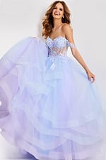Layered tulle ball gown with pastel ombré effect 47427