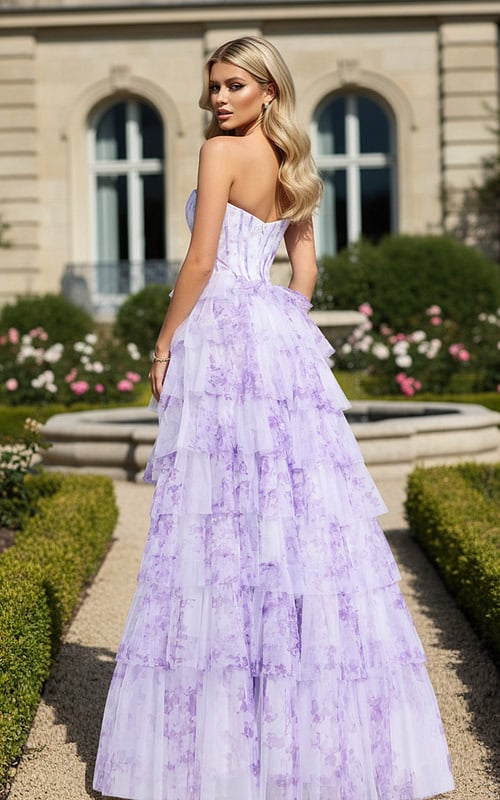 back of lilac print dress 47440